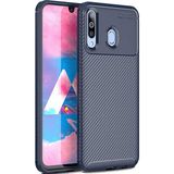 Case 4U M30 Uyumlu Kılıf Rugged Armor Karbon Desenli Lüx Negro Silikon Arka Kapak Lacivert - Galaxy M30