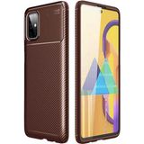 Case 4U M51 Uyumlu Kılıf Rugged Armor Karbon Desenli Lüx Negro Silikon Arka Kapak Kahverengi - Galaxy M51