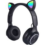 Case 4u M6 Pro Cat Rgb LED Işıklı Kedi Kulağı Band Tasarımlı Ayarlanabilir ve Katlanabilir Kulak Üstü Bluetooth Kulaklık Siyah - Mat Siyah