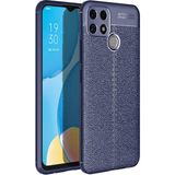Case 4U Oppo A15S Kılıf Rugan Armor Deri Görünümlü Yüksek Kalite Silikon Niss Lacivert