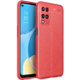 Case 4U Oppo A54 4G Kılıf Rugan Armor Deri Görünümlü Yüksek Kalite Silikon Niss Kırmızı