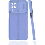 Case 4U Oppo A54 4g Kılıf Sürgülü Niss Slide Kamera Korumalı Deri Görünümlü Leke Tutmaz Lüks Silikon Lila