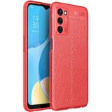 Case 4U Oppo A55 5G Kılıf Rugan Armor Deri Görünümlü Yüksek Kalite Silikon Niss Kırmızı