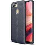 Case 4U Oppo A5S Kılıf Rugan Armor Deri Görünümlü Yüksek Kalite Silikon Niss Lacivert