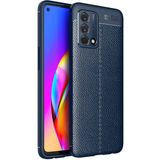 Case 4U Oppo A74 4G Kılıf Rugan Armor Deri Görünümlü Yüksek Kalite Silikon Niss Lacivert