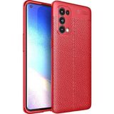 Case 4U Oppo Reno 5 Kılıf Rugan Armor Deri Görünümlü Yüksek Kalite Silikon Niss Kırmızı