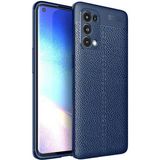 Case 4U Oppo Reno 5 Kılıf Rugan Armor Deri Görünümlü Yüksek Kalite Silikon Niss Lacivert