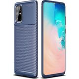 Case 4U S20 Plus Uyumlu Kılıf Rugged Armor Karbon Desenli Lüx Negro Silikon Arka Kapak Lacivert - Galaxy S20 Plus