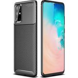 Case 4U S20 Plus Uyumlu Kılıf Rugged Armor Karbon Desenli Lüx Negro Silikon Arka Kapak Siyah - Galaxy S20 Plus