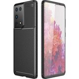 Case 4U S21 Ultra Uyumlu Kılıf Rugged Armor Karbon Desenli Lüx Negro Silikon Arka Kapak Siyah - Galaxy S21 Ultra