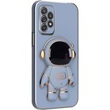 Case 4U Samsung Galaxy A32 Kılıf Astronot Standlı Sevimli Parlak Altın Gold Kenarlı Tam Korumalı - Mavi