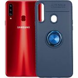 Case 4U Samsung Galaxy ile uyumlu A20S Kılıf Autofocus Shockprof Ravel Yüzüklü Standlı Slikon Kapak Lacivert HBV00000NQTKV