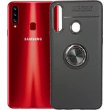 Case 4U Samsung Galaxy ile uyumlu A20S Kılıf Autofocus Shockprof Ravel Yüzüklü Standlı Slikon Kapak Siyah HBV00000NQTKS