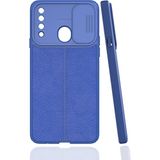 Case 4U Samsung Galaxy ile uyumlu A20s Uyumlu Kılıf Sürgülü Niss Slide Kamera Korumalı Deri Görünümlü Leke Tutmaz Lüks Silikon Lacivert HBCV000027SUDI