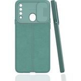 Case 4U Samsung Galaxy ile uyumlu A20s Uyumlu Kılıf Sürgülü Niss Slide Kamera Korumalı Deri Görünümlü Leke Tutmaz Lüks Silikon Yeşil HBCV000027SUDJ