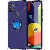 Case 4U Samsung Galaxy ile uyumlu A21 Kılıf Autofocus Shockprof Ravel Yüzüklü Standlı Slikon Kapak Mavi HBCV00000AS7YL