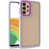 Case 4U Samsung Galaxy ile uyumlu A52 Uyumlu Kılıf Kamera Çıkıntılı Arkası Kristal Şeffaf Hassas Tuşlu Renkli Kenarlı Flora Kapak Lila HBCV00002E6MRU