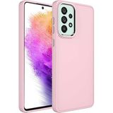 Case 4U Samsung Galaxy ile uyumlu A53 5g Uyumlu Kılıf Metal Çerçeve Hassas Butonlu Renkli Içi Kadife Lansman Kılıfı Luna Kapak Pembe HBCV00003HQ8HC