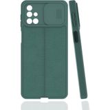 Case 4U Samsung Galaxy ile uyumlu M31s Uyumlu Kılıf Sürgülü Niss Slide Kamera Korumalı Deri Görünümlü Leke Tutmaz Lüks Silikon Yeşil HBCV000027SUP9