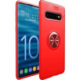 Case 4U Samsung Galaxy ile uyumlu S10 Kılıf Autofocus Shockprof Ravel Yüzüklü Standlı Slikon Kapak Kırmızı HBV00000IFSN6