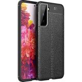 Case 4U Samsung Galaxy ile uyumlu S21 Uyumlu Kılıf Darbeye Dayanıklı Deri Görünümlü Niss Silikon Kapak Siyah HBCV000008FL5U