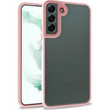 Case 4U Samsung Galaxy ile uyumlu S22 Kılıf Kamera Çıkıntılı Arkası Kristal Şeffaf Hassas Tuşlu Renkli Kenarlı Flora Kapak Rose Gold HBCV00002E6LOD