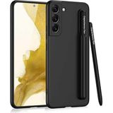 Case 4U Samsung Galaxy ile uyumlu S22 Plus Kılıf Kamera Korumalı Kalemli ve Kalem Bölmeli Sert Renkli Arka Kapak Siyah HBCV00002LIQJ5