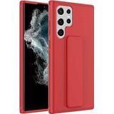 Case 4U Samsung Galaxy ile uyumlu S22 Ultra Uyumlu Kılıf Stand Olabilen Mat Yüzey Kaliteli TPU Silikon Qstand Arka Kapak Kırmızı HBCV00002LIQUY