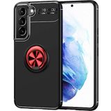 Case 4U Samsung Galaxy ile uyumlu S22 Uyumlu Kılıf Autofocus Shockprof Ravel Yüzüklü Standlı Slikon Kapak Siyah - Kırmızı HBCV00001P6RFT