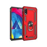 Case 4U Samsung Galaxy M10 Kılıf Çift Katmanlı Yüzüklü Manyetik Vega Kapak Kırmızı