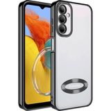 Case 4U Samsung Galaxy M14 Kılıf Kamera Lens Korumalı Şeffaf Renkli Logo Gösteren Parlak Omega Kapak Siyah