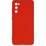 Case 4U Samsung Galaxy S20 FE Kılıf Kamera Korumalı Lansman Içi Kadife Soft Yumuşak Dokulu Liquid Silikon Koyu Pembe - Kırmızı