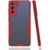Case 4U Samsung Galaxy S21 FE Uyumlu Kılıf Kamera Korumalı Ultra Ince Buzlu Mat Renkli Parfe Silikon Kapak Kırmızı