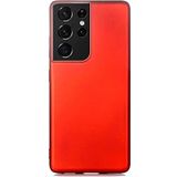 Case 4U Samsung Galaxy S21 Ultra Uyumlu Kılıf Klasik Mat Renkli Yumuşak Premier Silikon Kırmızı