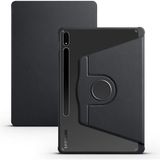 Case 4u Samsung Galaxy Tab S8 Plus SM-X800 Tablet Kılıf Termik Kalem Bölmeli Dönebilen Standlı Pu Deri Arkası Yumuşak Silikon 360 Tam Koruma Siyah