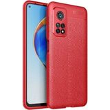 Case 4U Xiaomi Mi 10T Kılıf Rugan Armor Deri Görünümlü Yüksek Kalite Silikon Niss Kırmızı