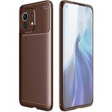 Case 4U Xiaomi Mi 11 Kılıf Rugged Armor Karbon Desenli Lüx Negro Silikon Arka Kapak Kahverengi
