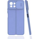 Case 4U Xiaomi Mi 11 Kılıf Sürgülü Niss Slide Kamera Korumalı Deri Görünümlü Leke Tutmaz Lüks Silikon Lila