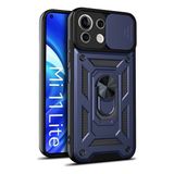 Case 4U Xiaomi Mi 11 Lite Kılıf Kamera Korumalı Sürgülü Vega Yüzüklü Armor Military Tank Zırh Lacivert