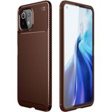 Case 4U Xiaomi Mi 11 Lite Kılıf Rugged Armor Karbon Desenli Lüx Negro Silikon Arka Kapak Kahverengi