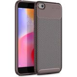 Case 4U Xiaomi Mi Play Kılıf Rugged Armor Karbon Desenli Lüx Negro Silikon Arka Kapak Kahverengi