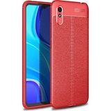 Case 4U Xiaomi Redmi 9A Kılıf Rugan Armor Deri Görünümlü Yüksek Kalite Silikon Niss Kırmızı