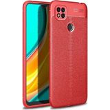 Case 4U Xiaomi Redmi 9C Kılıf Rugan Armor Deri Görünümlü Yüksek Kalite Silikon Niss Kırmızı