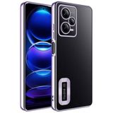 Case 4U Xiaomi Redmi ile uyumlu Note 12 5G Kılıf Kamera Lens Korumalı Şeffaf Renkli Logo Gösteren Parlak Omega Kapak Lila HBCV000047XACK