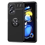 Case 4U Xiaomi Redmi ile uyumlu Note 12 Pro 5G Kılıf Autofocus Shockprof Ravel Yüzüklü Standlı Slikon Kapak Siyah HBCV000047XAR9