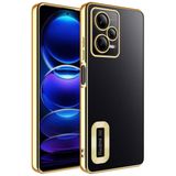 Case 4U Xiaomi Redmi ile uyumlu Note 12 Pro 5G Kılıf Kamera Lens Korumalı Şeffaf Renkli Logo Gösteren Parlak Omega Kapak Altın HBCV000047XAH5