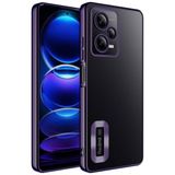 Case 4U Xiaomi Redmi ile uyumlu Note 12 Pro 5G Kılıf Kamera Lens Korumalı Şeffaf Renkli Logo Gösteren Parlak Omega Kapak Derin Mor HBCV000047XAM4