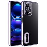Case 4U Xiaomi Redmi ile uyumlu Note 12 Pro 5G Kılıf Kamera Lens Korumalı Şeffaf Renkli Logo Gösteren Parlak Omega Kapak Lila HBCV000047XAH6