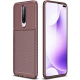 Case 4U Xiaomi Redmi K30 Kılıf Rugged Armor Karbon Desenli Lüx Negro Silikon Arka Kapak Kahverengi