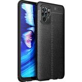 Case 4U Xiaomi Redmi Note 10 Kılıf Rugan Armor Deri Görünümlü Yüksek Kalite Silikon Niss Siyah